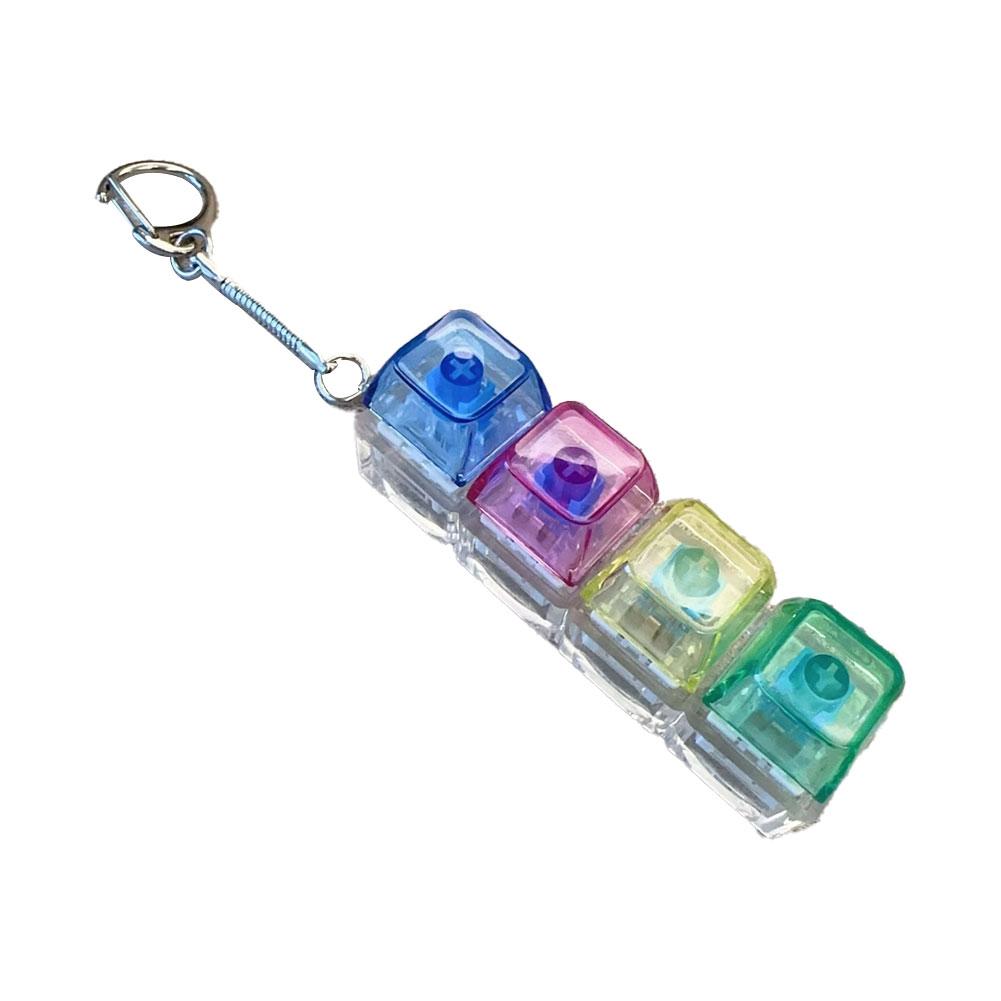 4 Keys Keyboard Decompression Toys Keychain Colorful Keyboard Fidget Toys With LED Lights For Adult Gifts To Stress Relief