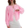 2025 Autumn/Winter European and American Women's Casual Loose Cardigan Tie Solid Color Knitted Sweater