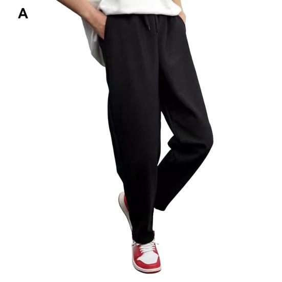 Pantaloni invernali da uomo spessi e foderati in peluche, elastici in vita, antivento, tinta unita, larghi