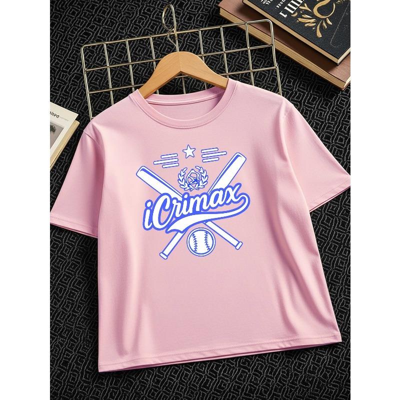 European Sizes Boys' Creative T-Shirt Featuring a Baseball Bat Star Design, Made of Comfortable, Perfect for Casual Wear In The Summer
