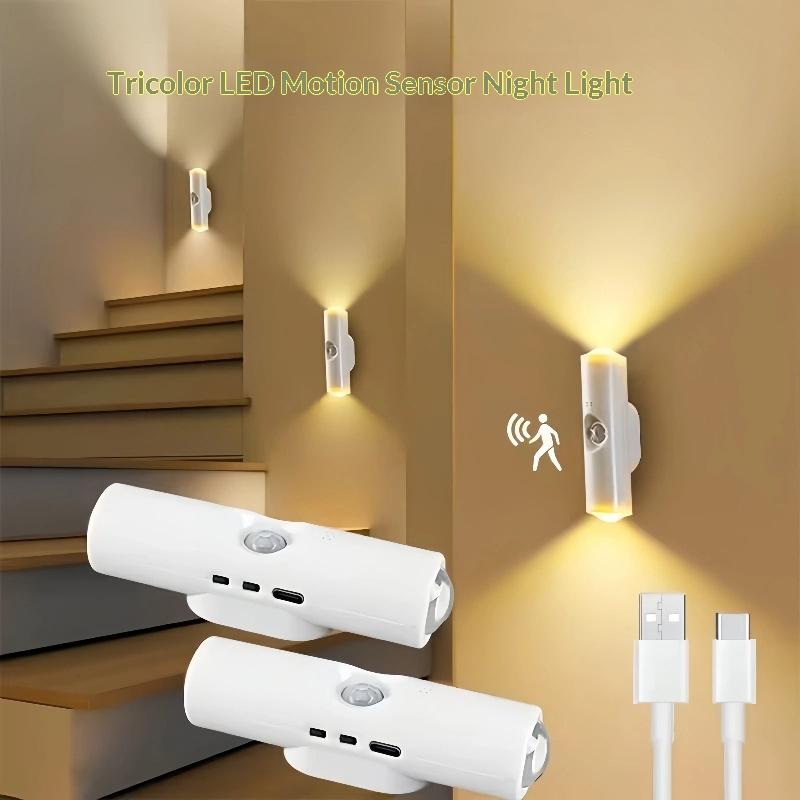 Lampă de perete magnetică reîncărcabilă cu LED, senzor de mișcare, lumină de culoare, lumină de noapte, lumini automate pentru cameră