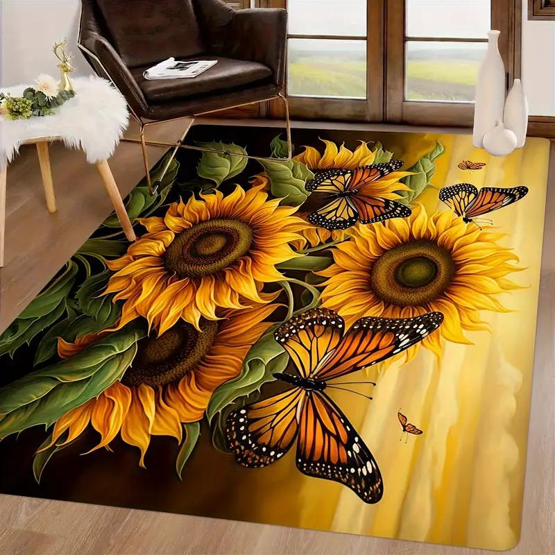 So Many Sunflowers Printing Large Rug Soft Living Room Carpet Wear-resistant Floor Mat Sofa Bedroom Home Easy To Clean Decor