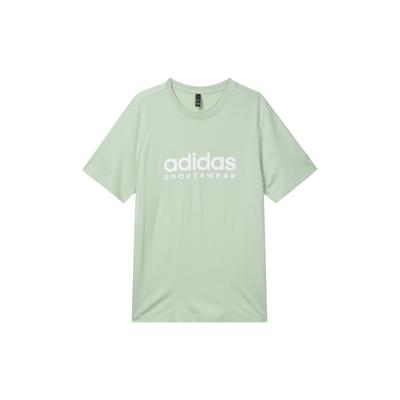 adidas SS24 Ležérne Športové Minimalistické Pohodlné Tričko s Potlačou Písmenového Loga s Okrúhlym Výstrihom a Krátkym Rukávom Unisex Tričko Ľanovo-Zelená JI9072