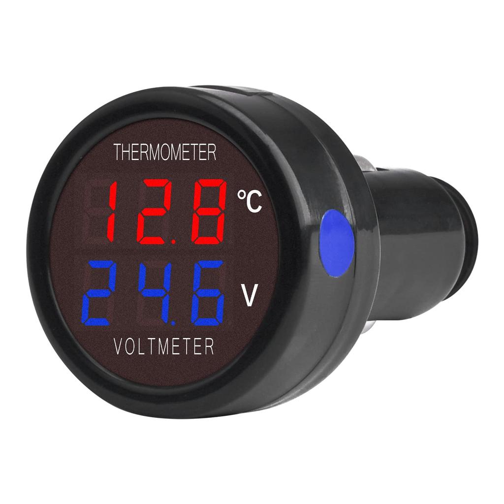 DiyStudio Digital Voltmeter Thermometer LED 2in1 Car 12V/24V Car Battery