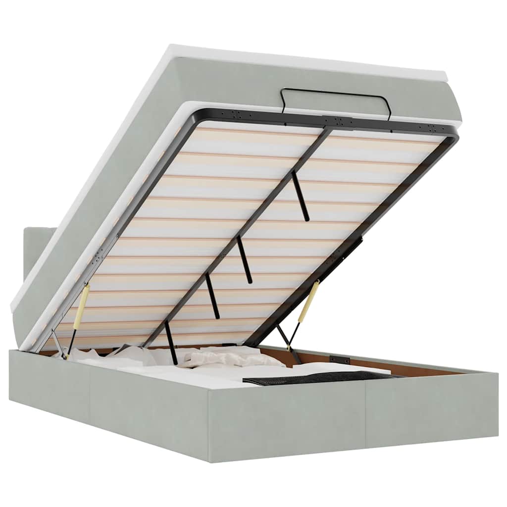 Ottoman Bed with Mattress & LEDs Light Grey 120x190 cm Velvet