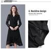 Black Hepburn-Style Patchwork Lace A-Line Dress - Plus Size, Mid-Length, Autumn/Winter Collection