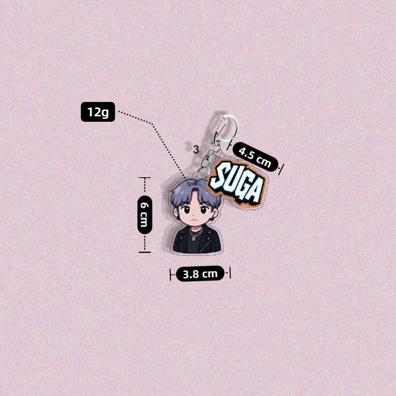 BTS Member Cartoon Character & Name Keychains, Celebrity Merchandise, Bag Charms, Fan Gifts