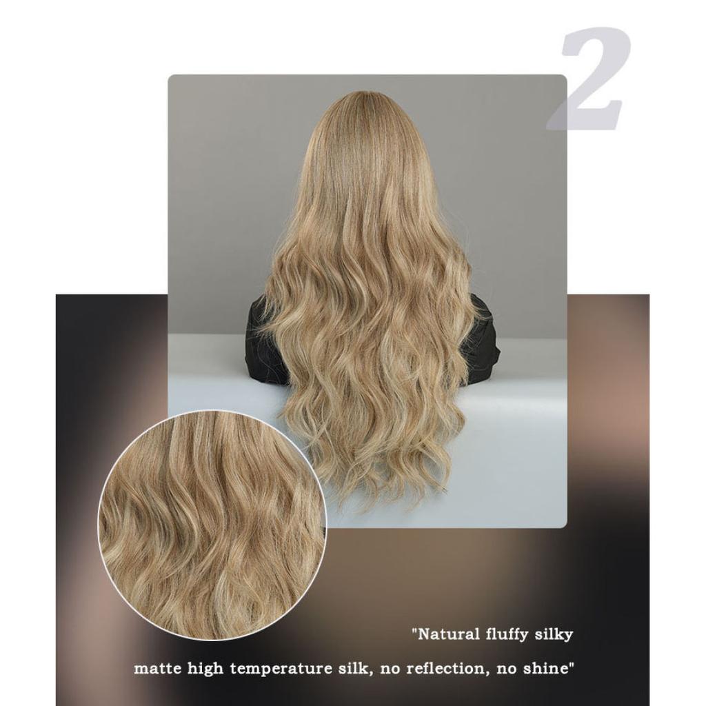 Women's Simulation Wig 68cm Hair Brown Wig Long Curly Wig Full Headgear Rose Hair Net Headdress Beauty Decoration Wig
