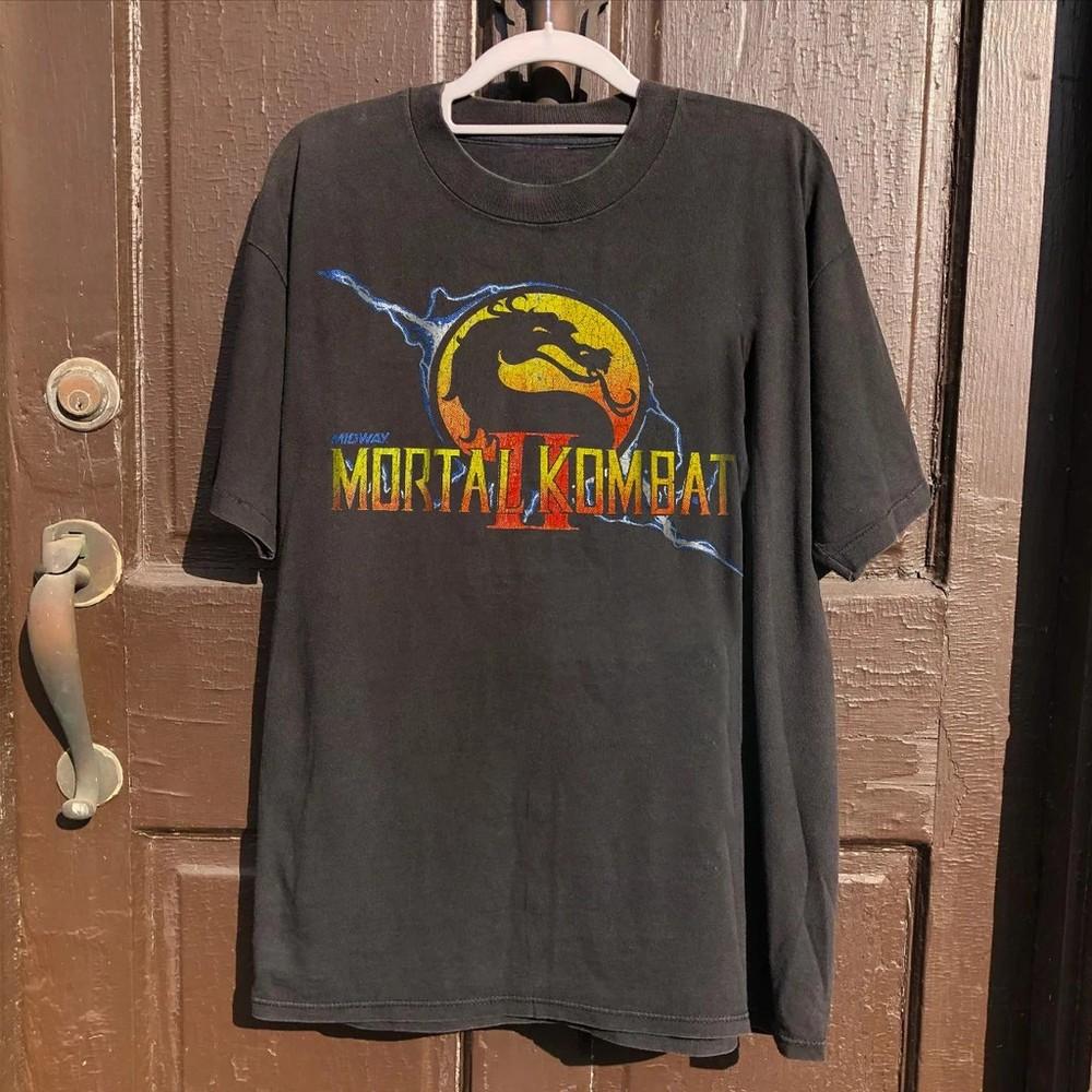 Винтажная футболка MORTAL KOMBAT 1993 года Редкий дизайн Черная унисекс футболка Унисекс футболка L