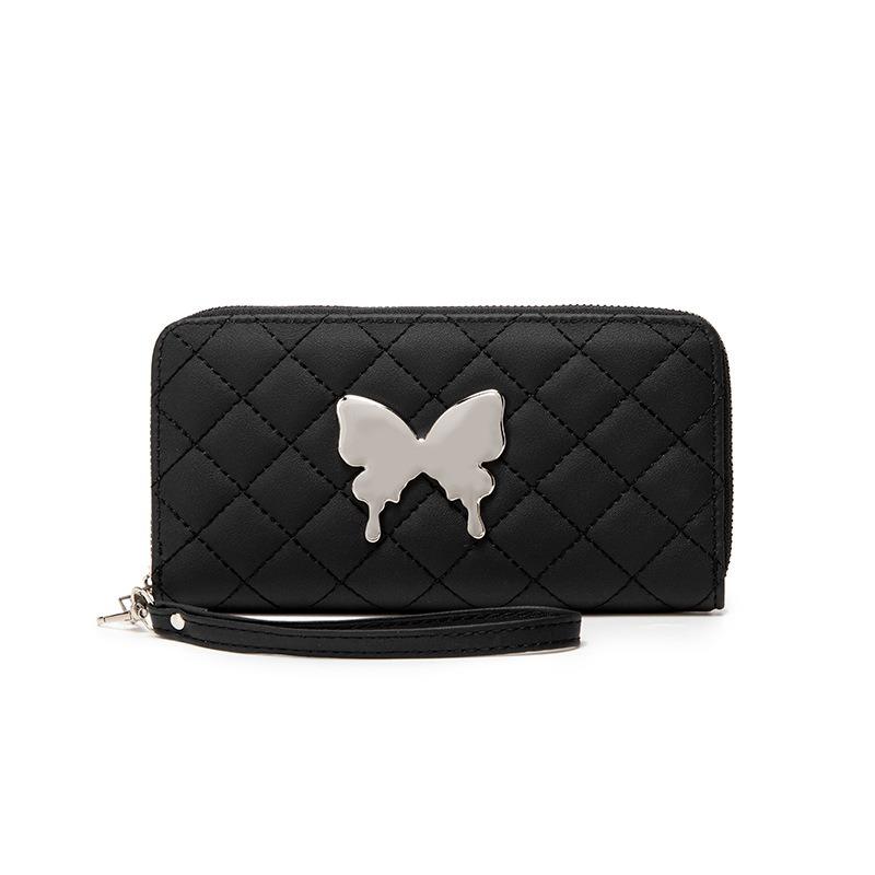 Neue bestickte Rhombus-Schmetterling-Dekor-Clutch-Tasche modische und lässige Multi-Karten-Reißverschluss-multifunktionale Rhombus-Geldbörse