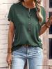European & American Style Women's Solid Color Button Short Sleeve T-Shirt - Spring/Summer Collection