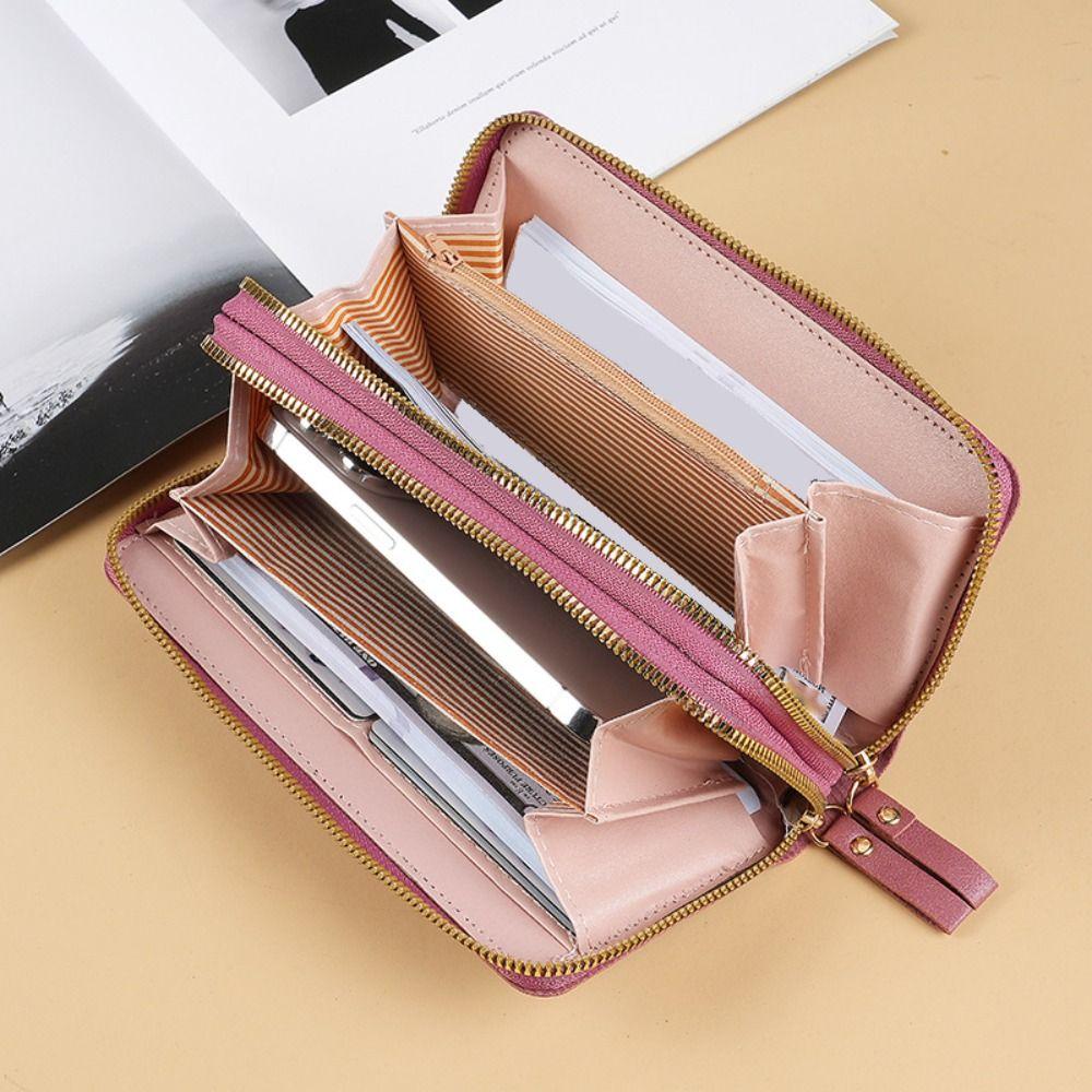 Long Women's Clutch Bag Pu Leather Mobile Phone Bag Simple Lady Long Wallet  Card Holder
