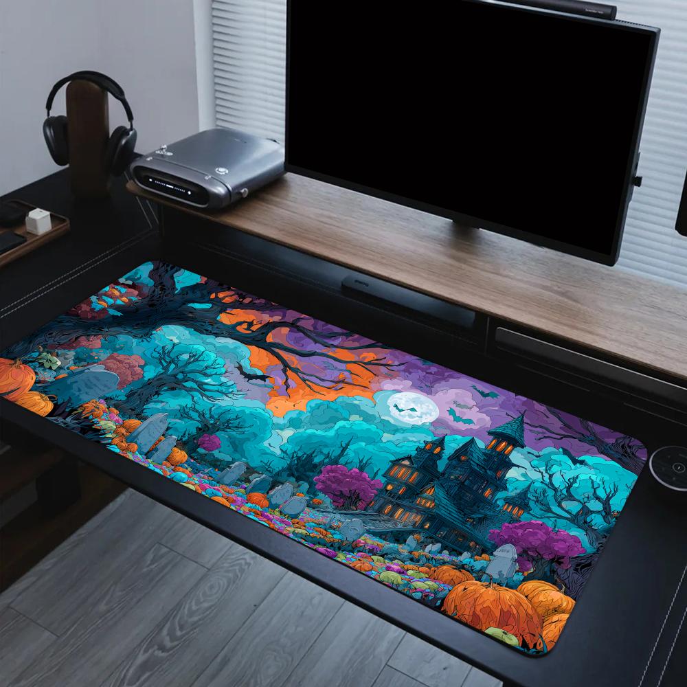 Halloweenthemed Castle Mouse Pad Large Computer Office Game Table Mats Rubber Antislip Xxl Mouse Mat Hdp Long Desk Pads