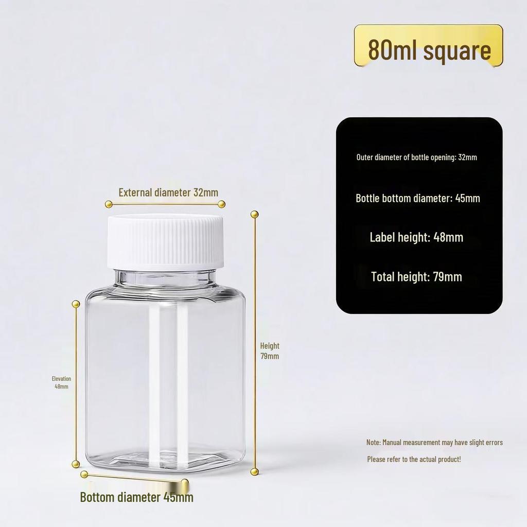 30ml PET Plastic Square Bottle for Capsules and Supplements, Sealed & Dispensing