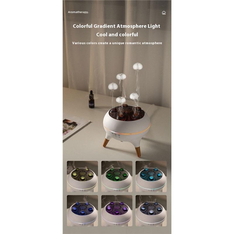 Silent atomized aromatherapy and exhalation circle jellyfish colorful atmosphere light birthday gift voice-controlled humidifier technology