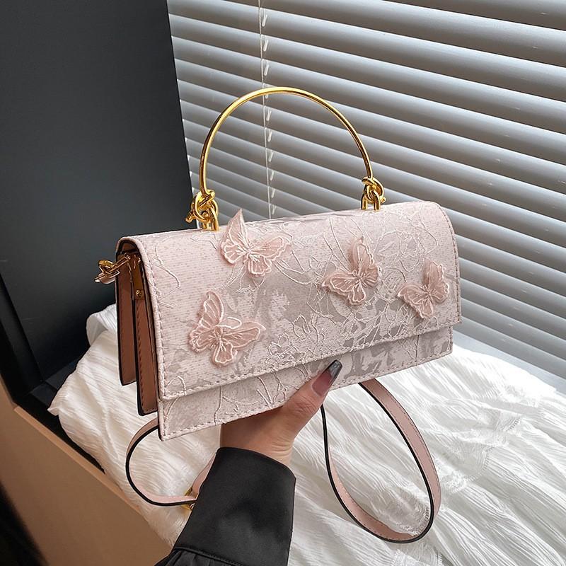 Women's Bag 2026 New Style Sen Series Sweet Fashionable Lace Butterfly Western-style Single-shoulder Chain Small Square Bags