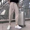 Youth Trend Business Casual Comfort Slim Versatile Simplicity Fashion Belt Nine Points Men's Suit Pants Spring Autumn New 2024