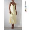 A New Style of Dress with Strappy Satin Finish, A Fashionable Backless Strappy Cinched-waist Dress