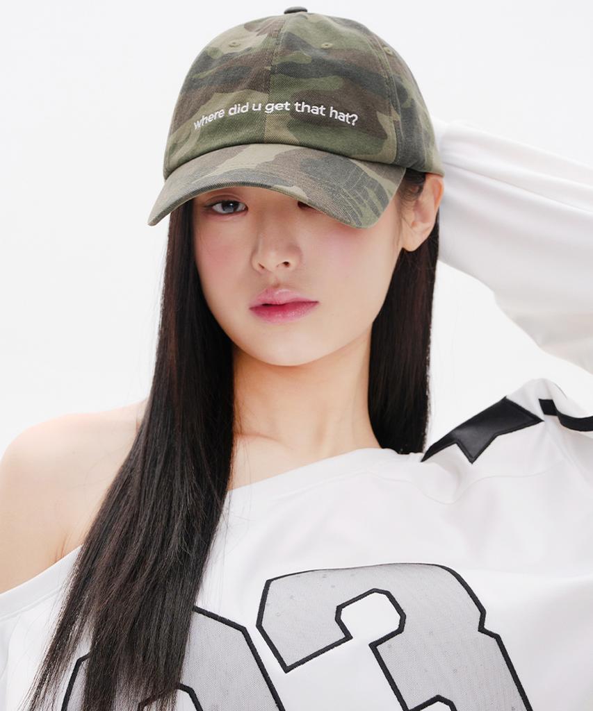 YOUHEE Lettering Ball Cap Khaki