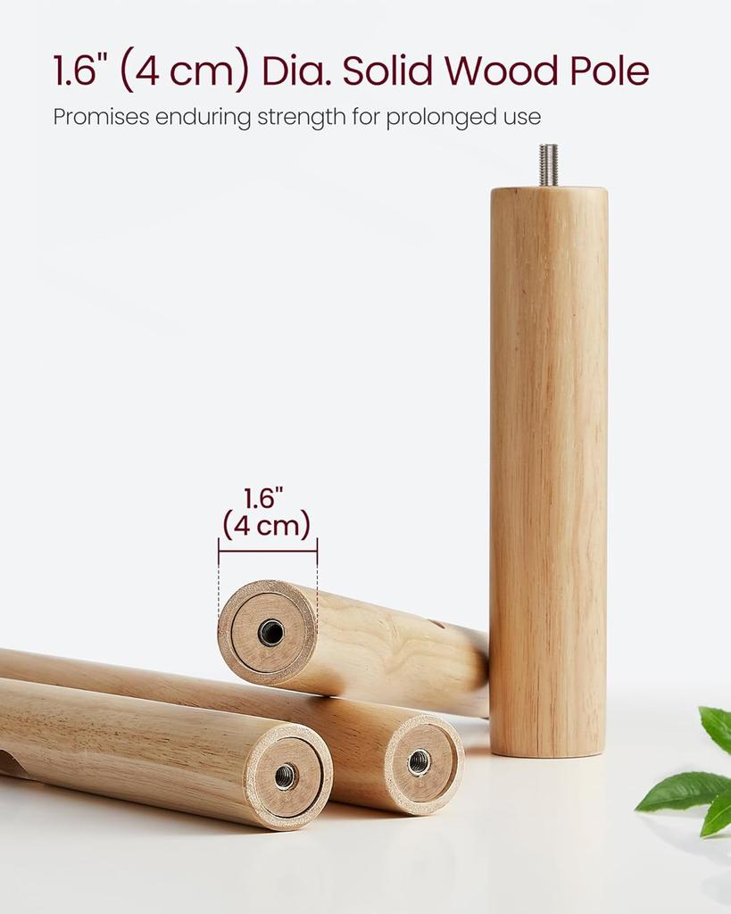 VASAGLE Coat Rack, Solid Wood Coat Stand, Free Standing Hall Coat Tree with 8 Hooks for Coats, Hats, Bags, Purses, for Entryway, Hallway