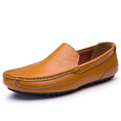 Grande taille hommes en cuir conduite décontractée sans lacet en plein air plat doux confortable mocassins chaussures