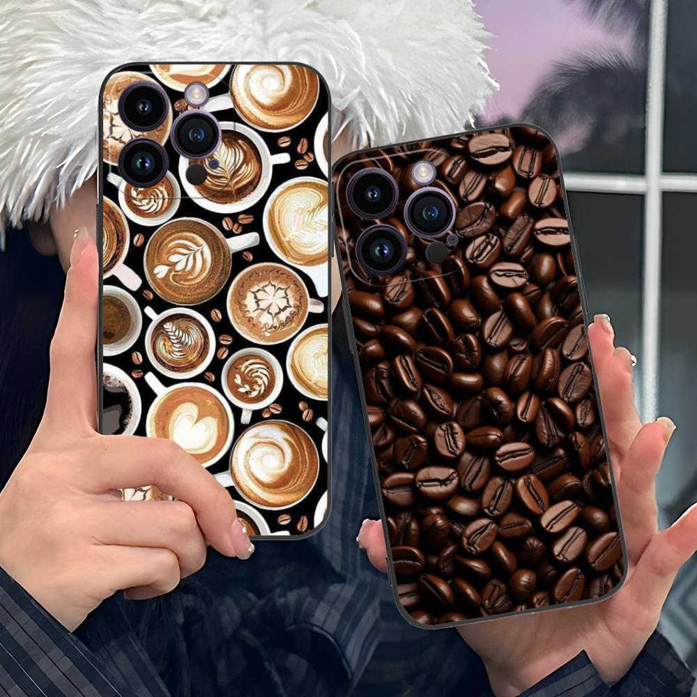 Coffee Beans Matte TPU Mobile Phone Case for iPhone 17 16 15 14 13 12 11 X XR XS 8 7 Air Pro Max Plus Mini Colorful Cover