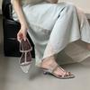 Cat heel with open-toed slippers women's new low-heeled holiday sandals