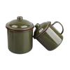 Grüne Nostalgische Emaille Tasse mit Deckel Becher Wasserbecher Teekanne Geschenk