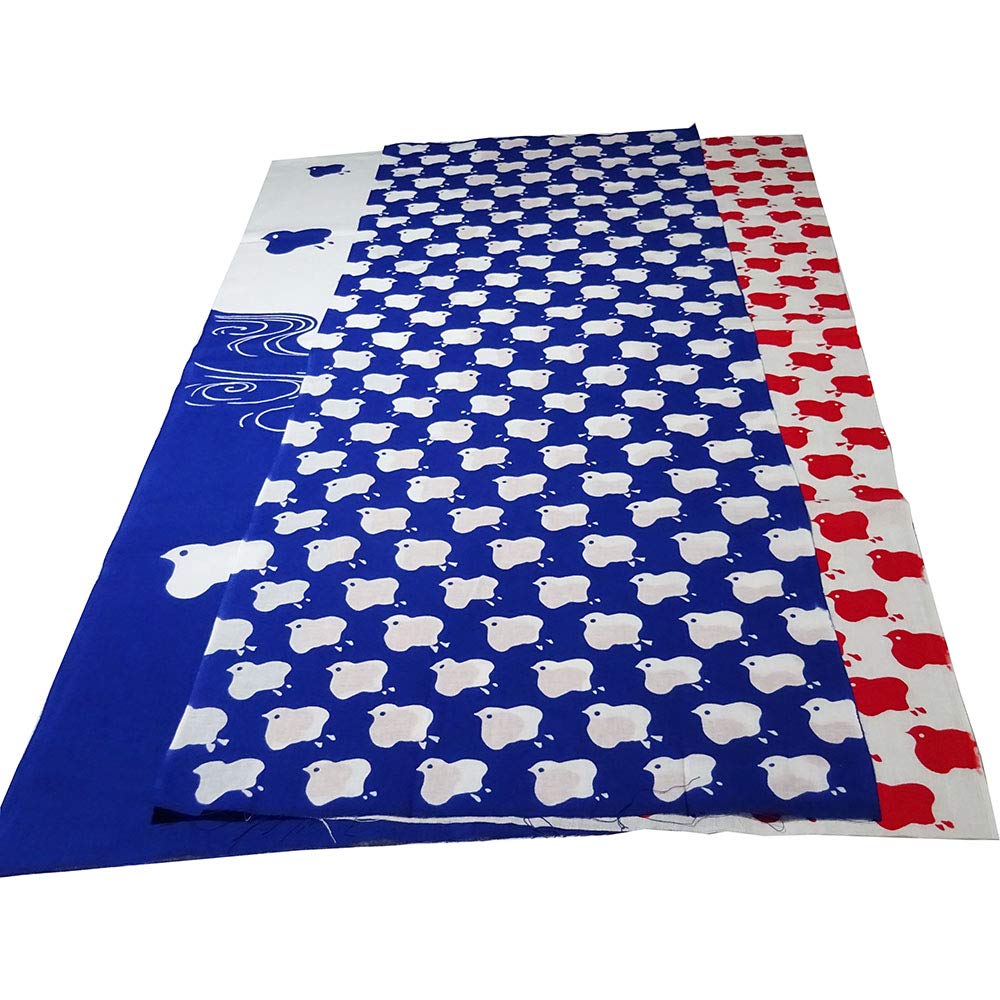 Geisodo Tenugui Hand White Houndstooth on Blue (Crimson) Towel, Background, T-20