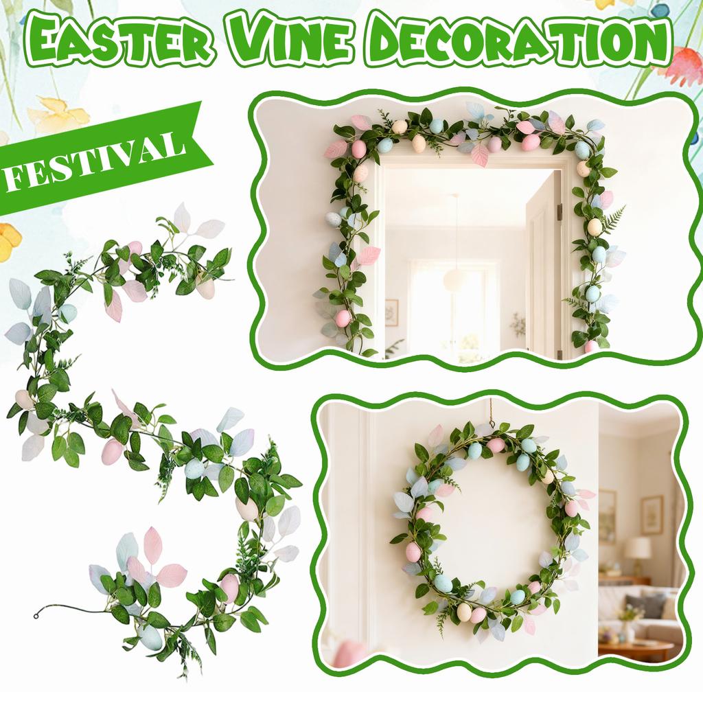 Paassimulatie bladeieren rotan feestset groene bladeren wijnranken