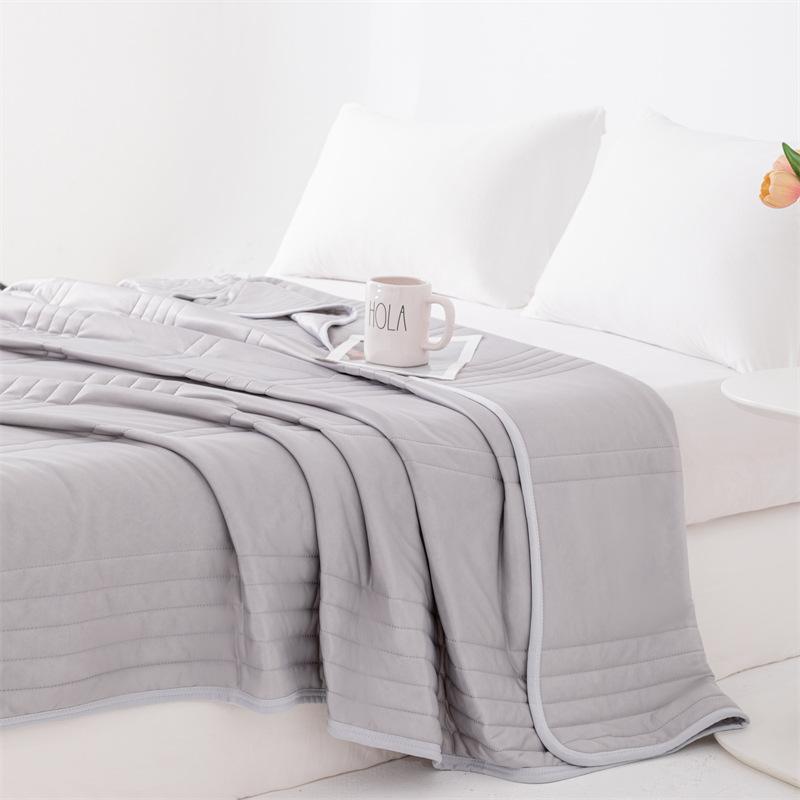 

Одеяло с принтом, кондиционер, одеяло, мягкое, дышащее, тонкое, покрывало, тонкая простыня, стирать, хлопковое, прохладное постельное белье 150 * 200cm серый