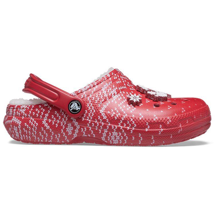 Crocs Classic Lined Clog Holiday Charm - Red Unisex Sneakers White 207687-646