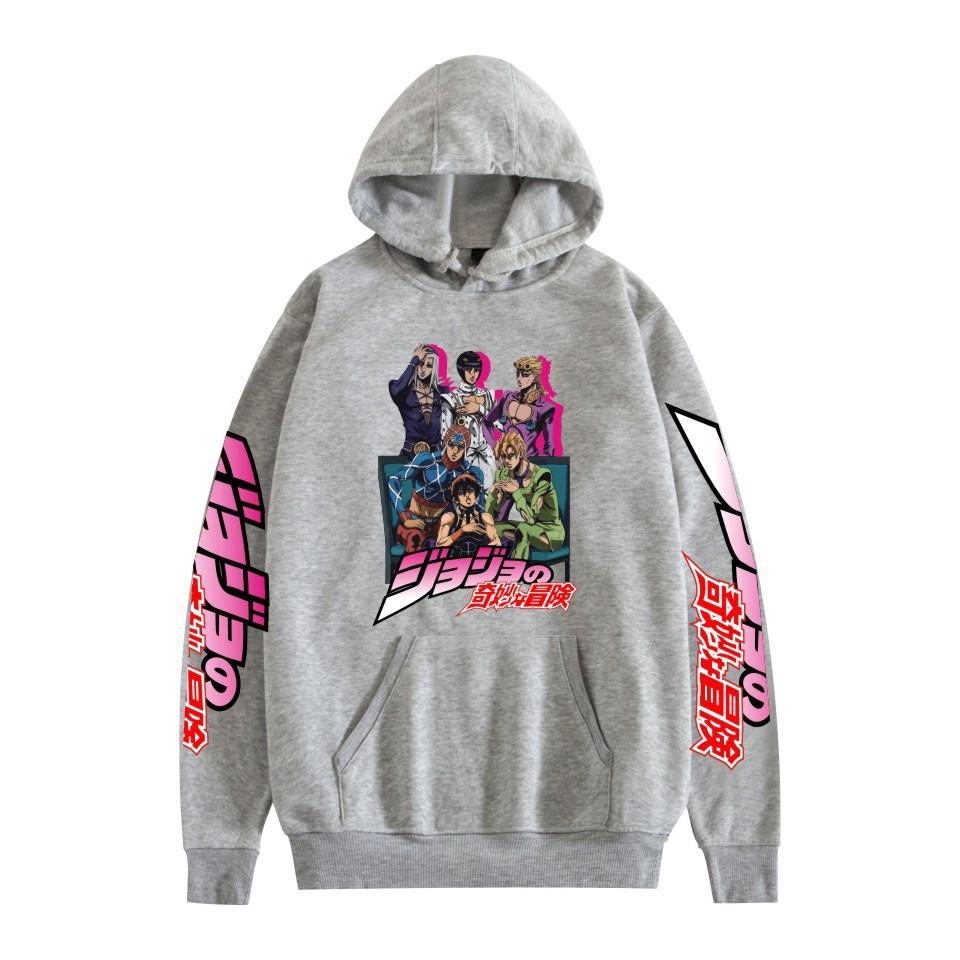 Japanese Anime JOJO Bizarre Adventure Printed Hoodie with A Fluffy Lining Man Sweatshirts Long Sleeve Fashion Female Streetwear