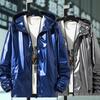 Men Shiny Glossy Coat Hooded Long Sleeve Teenager Coat with Adjustable Drawstrings Cuffed Sleeves Bright Surface Jacket