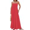 Women's Spring And Summer Casual Fashion Adjustable Suspender Solid Color Long Dress