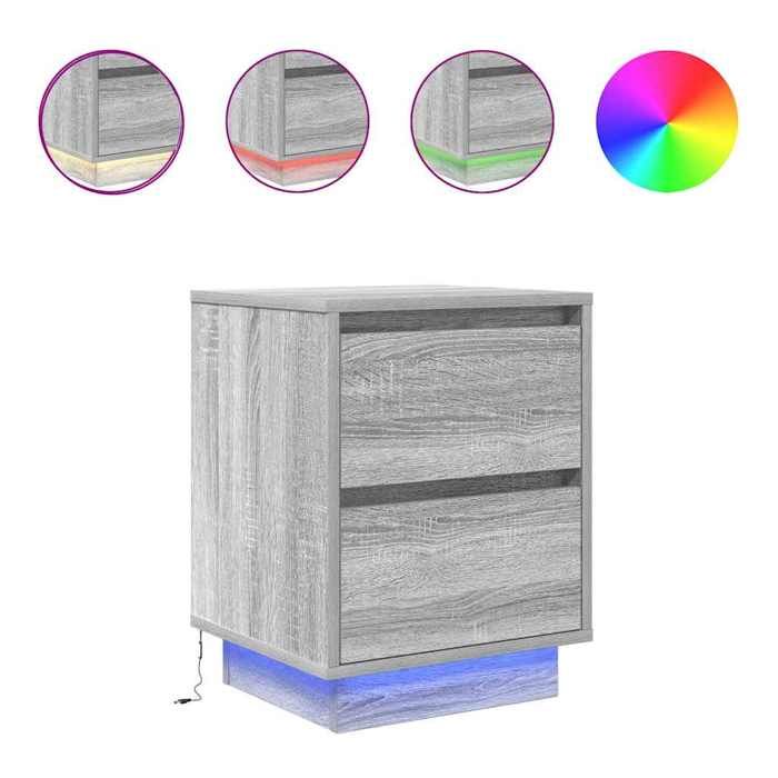 VidaXL Tables de chevet avec lumières LED 2pcs sonoma gris 38x34x50 cm, table de nuit, table de lit, table d'appoint, 861294