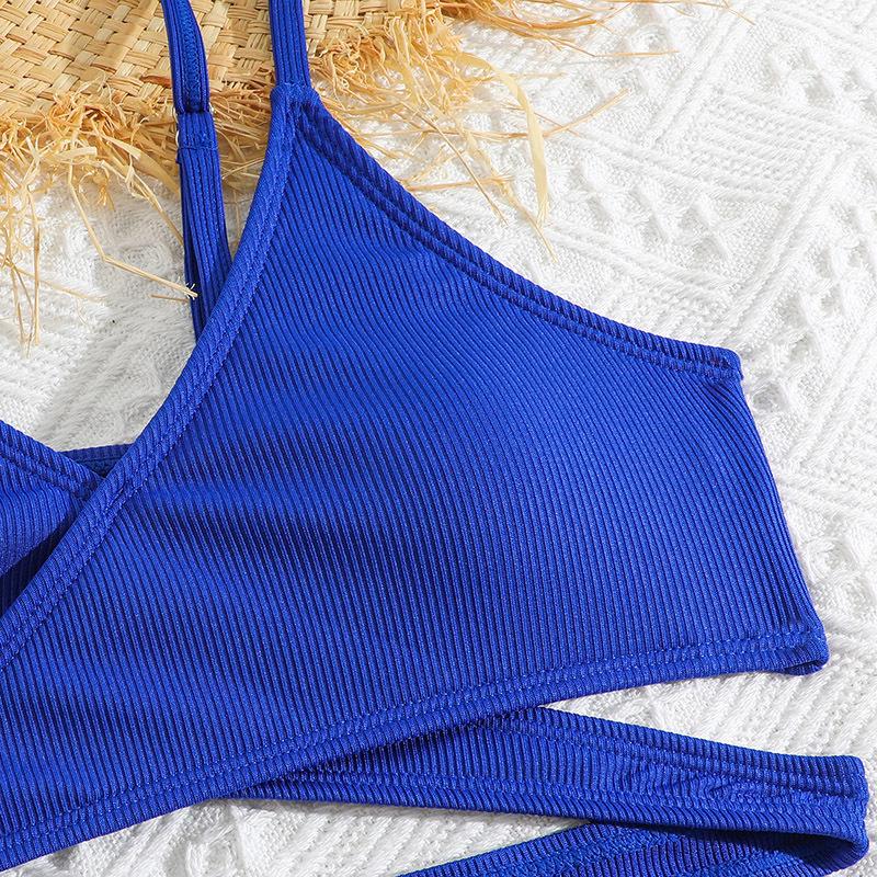 2024 European and American Girls' Solid Color Two-Piece Swimsuit - New Split Bikini Set