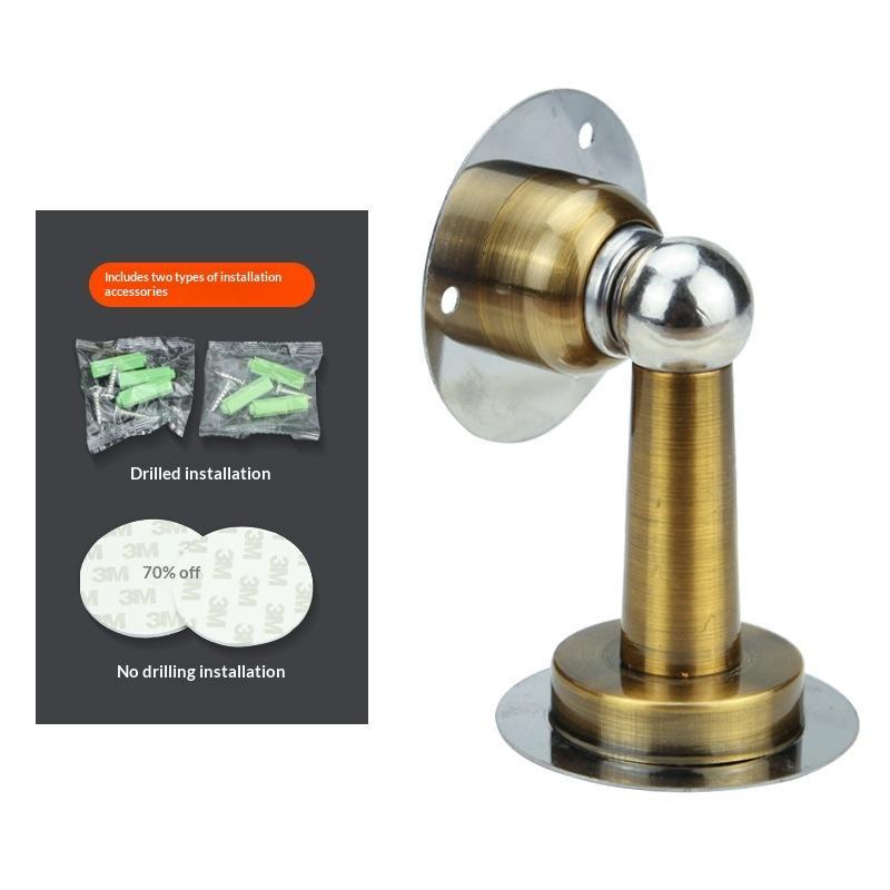 Stainless Steel Magnetic Door Stopper Drill & No Drill Installation Residue-free Adhesive Door Holder for Rental House