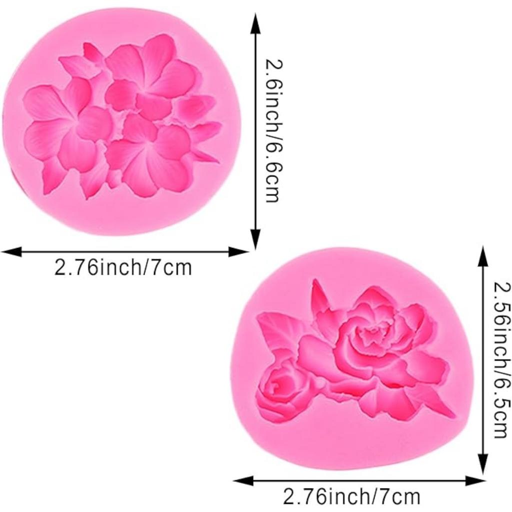 2PCS Flower Silicone Mold 3D Cute Flower Resin Candle Molds for Candle Making Silicone Fondant Chocolate Cake Decorating Mold Candle Soap Wax