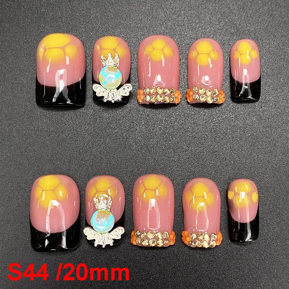 Glossy Hand Paint Thickness Acrylic Handmade Nail Sets 10PCS Multicolor Luxurious Gorgeous UV Gel Carved Artificial Manicure Art