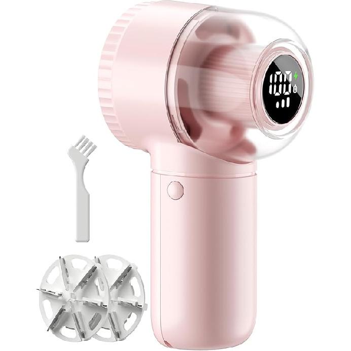 Fabric Shaver, Rechargeable Lint Remover with Brush, Large Sweater Shaver with Digital Display, 3 Speeds Lint Shaver, 6-Leaf Blades Lint Remover