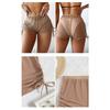 Women S Solid Color Sheer Mesh Drawstring Beach Bikini Shorts