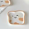 Cute Toast Bread Shaped Ceramic Plate Personalized Rectangular Cake Dim Sum Plates Household Fruit Snack Dish