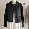 Women's Short Solid Color Leather Jacket - 2025 Spring/Autumn Collection