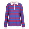 Shop   Women Collar Half Zip Stripe Retro Loose Ls Tee Gray Naru Wsh260057
