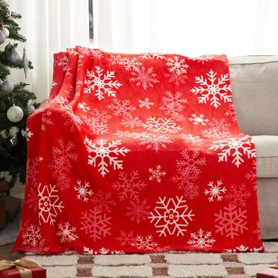 Christmas Snowflakes Printed Blanket for Sofa Bed Travel Camping Living Room Office Conditioning Blanket for All Seasons Gifts