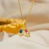 Colorful Rainbow Necklace with Micro-set Zircon: High-Quality, Exquisite Jewelry for Girls
