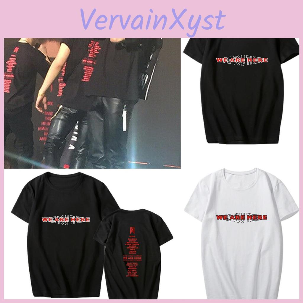 Unisex Kpop Monsta X Casual Crew Neck Tshirt Featuring Bold Concert Print