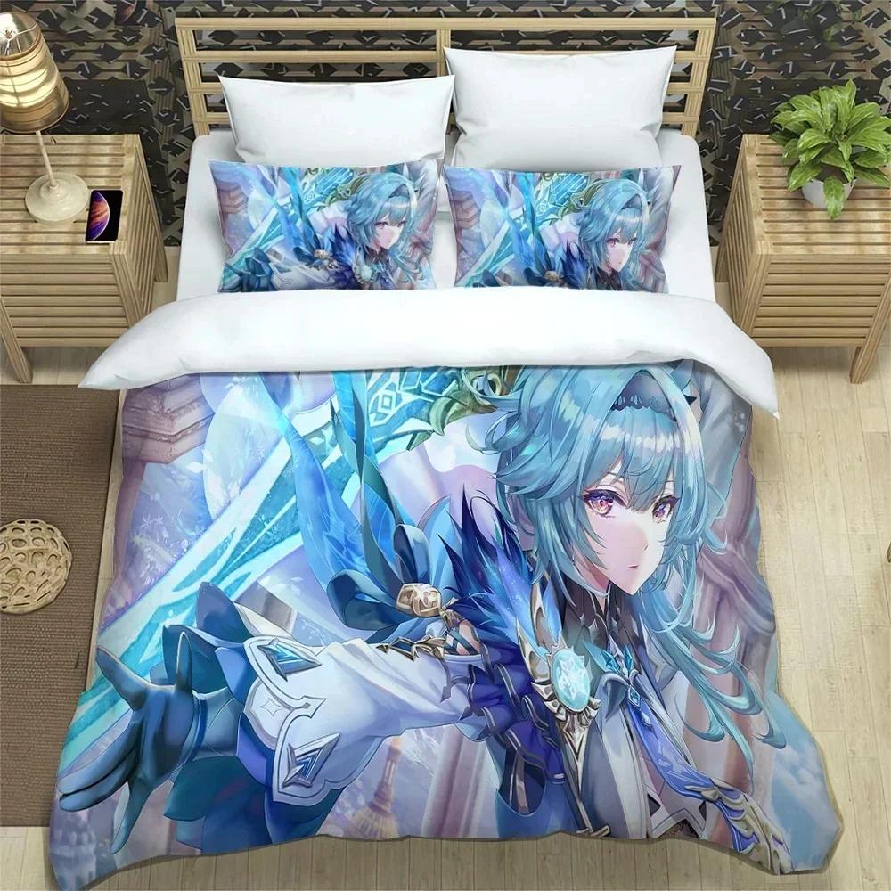 3D Anime Genshin Impact Bedding Set,Duvet Cover Comforter Bed Set Quilt Cover Pillowcase,King Queen Twin Size Boys Girls Adults