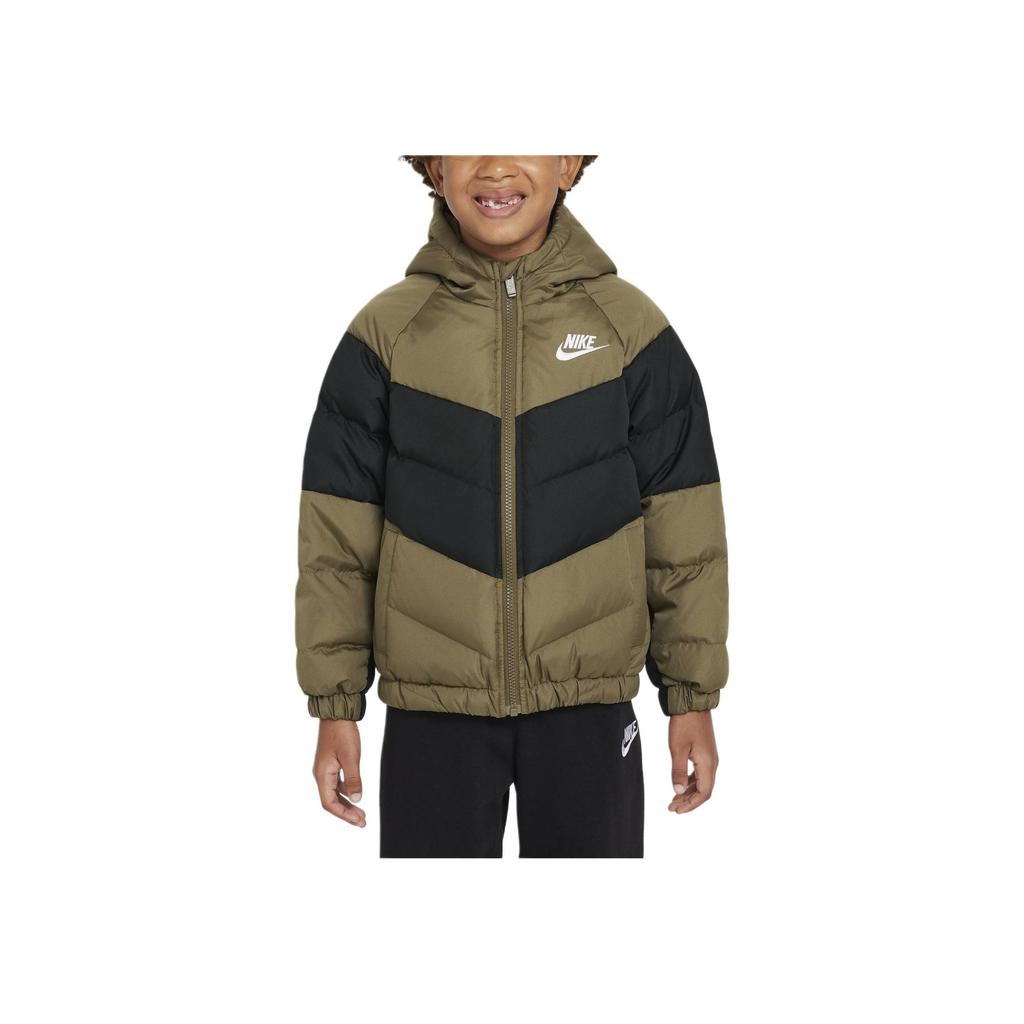 Nike Casual Comfortable Warm Hooded Down Jacket Kids Jackets Olive-Green IB5826-222